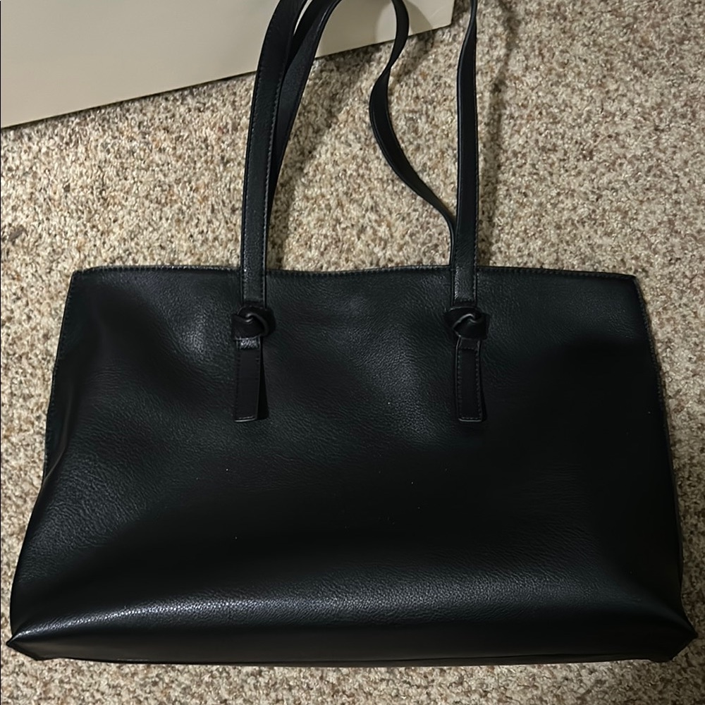 Sonoma Elegant Black Leather Tote Bag
